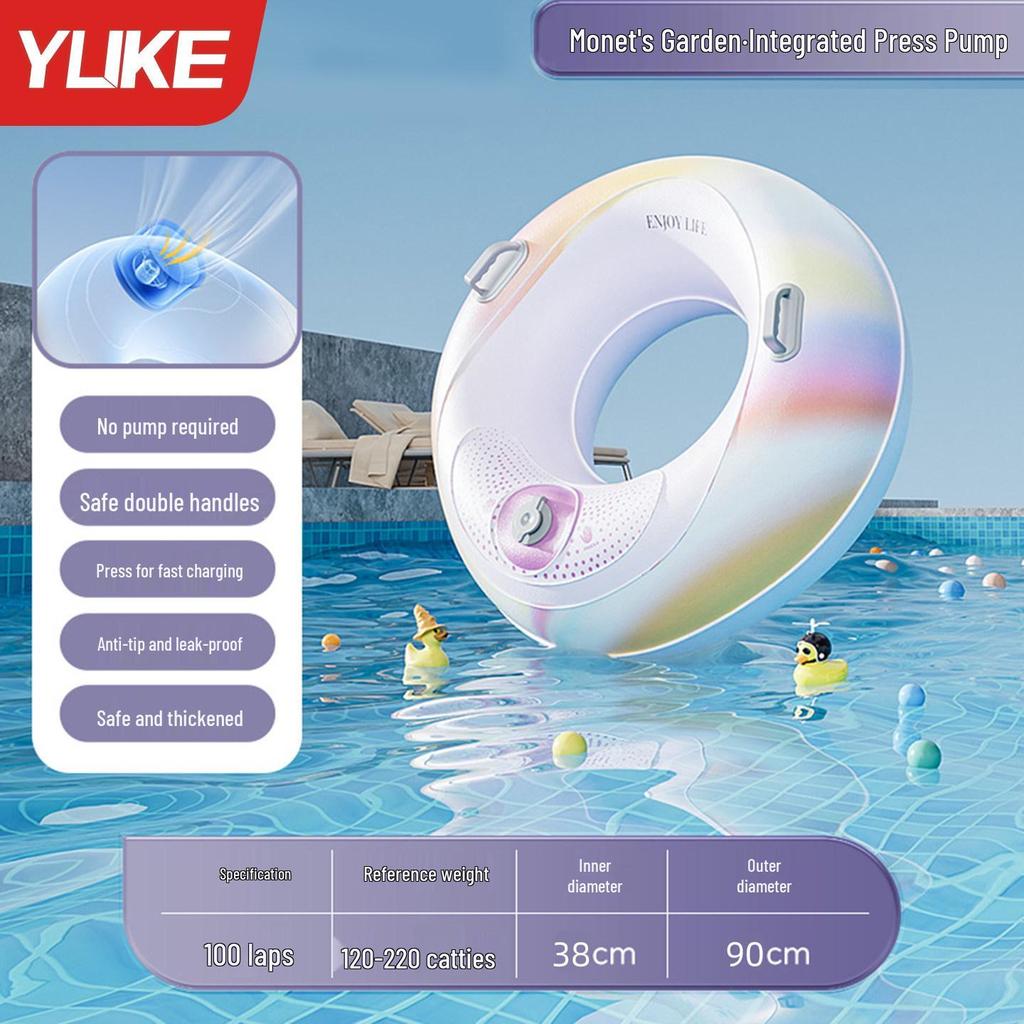 Enhanced Anti-Rollover Swim Ring for Adults & Kids, Unisex Lifebuoy, Inflatable Underarm Ring, Portable Swim Gear