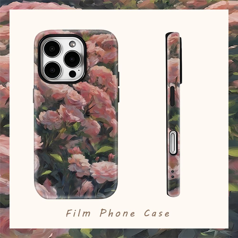 Чехол для телефона 'Розовый сад' (масляная живопись) для IPhone 17AIR 16E 16 15 14 13 12 11 17 Pro Max Plus Двухслойная задняя крышка