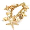 Ocean Style Starfish Sea Star Conch Shell Faux Pearl Chain Summer Beach Bracelet MIT