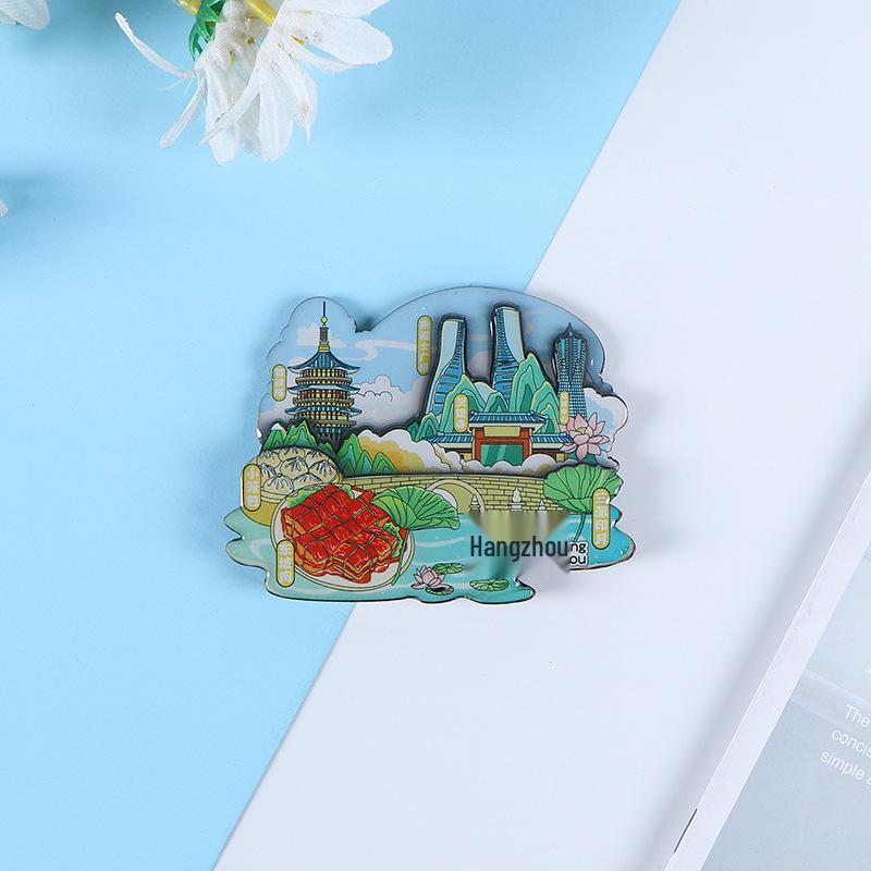 Национальный город Живописный Мультяшный Деревянный Эпоксидный Магнит на Холодильник