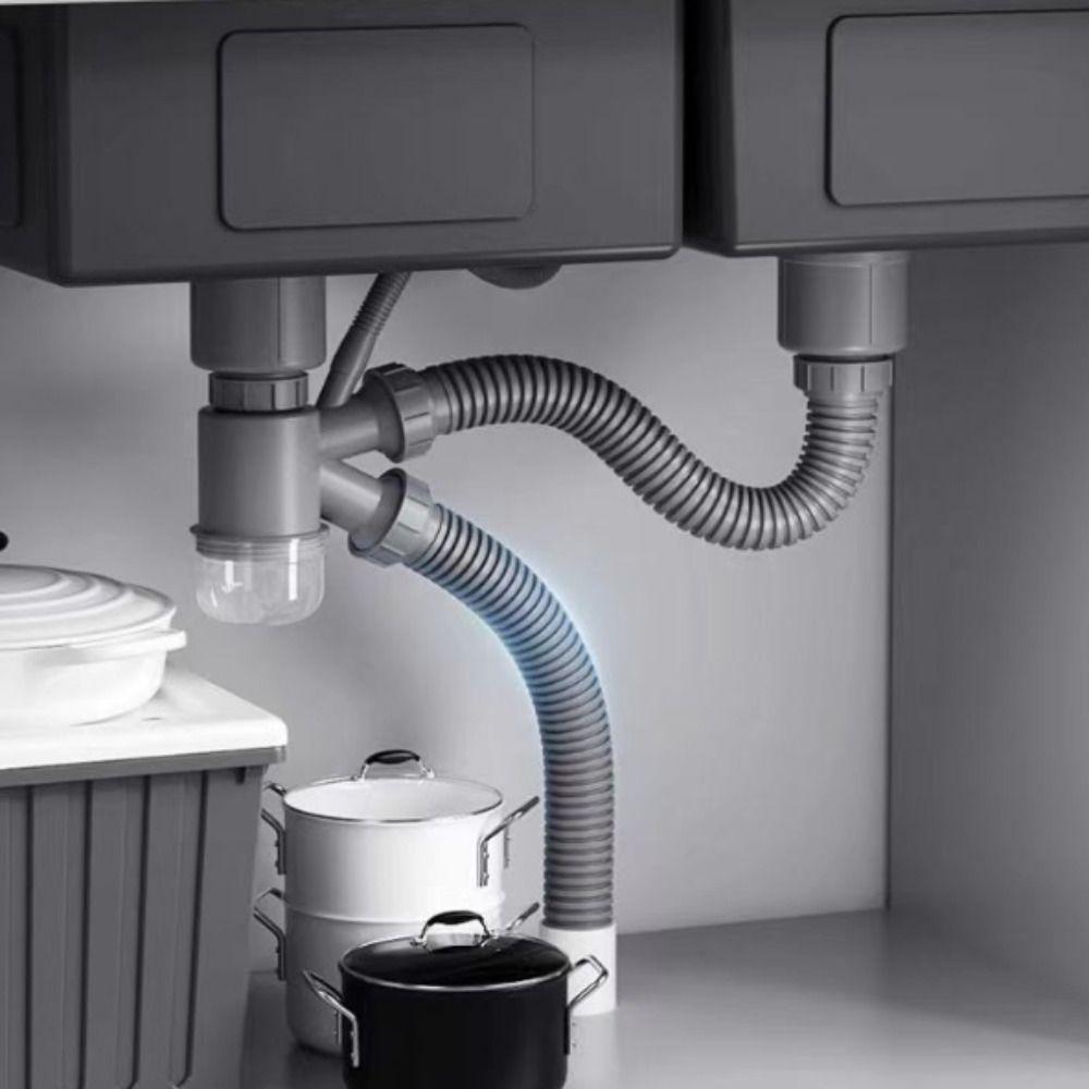 Stainless Steel Double Sink Tube Water Blocking Double Trough Basin Kitchen Sink