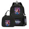 3Pcs/set Cartoon K-Pop Printed Backpack with Handbag Pencil Case for Teenager Student Boy Girl Schoolbag Bookbag Large Capacity Travel Bag Mochila