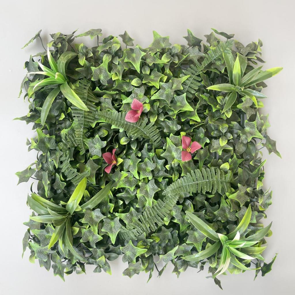 50×50cm Artificial Green Plant Wall - Plastic Vertical Garden, Fake Flower Wall, Synthetic Turf Background