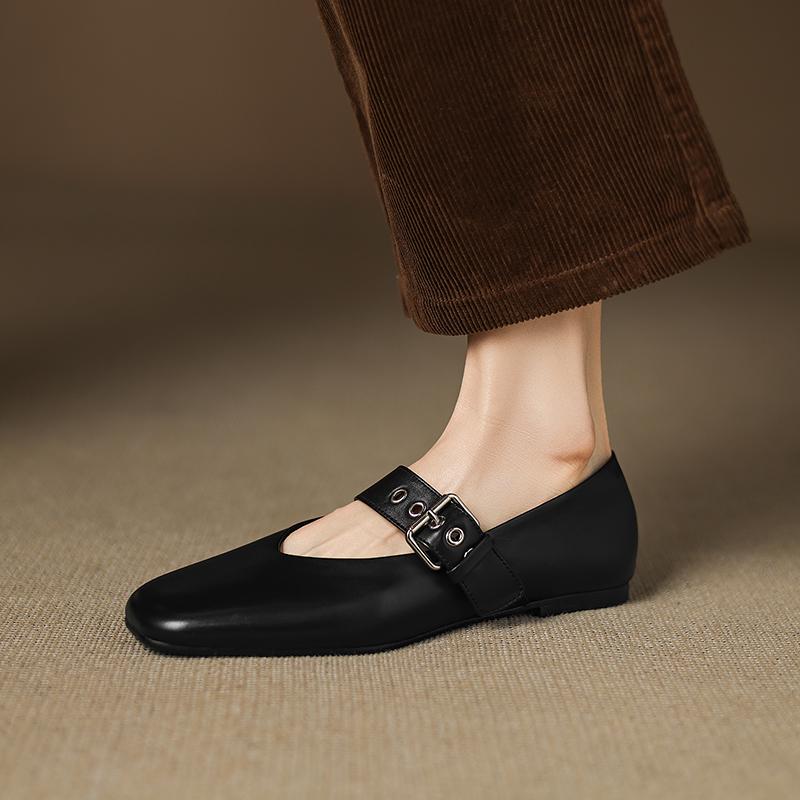 Мода 2025 Новые Весенние Женские Балетки Квадратный Носок Низкий Каблук Обувь Конский Волос Женская Обувь Лаконичные Леопардовые Мэри Джейн Корова Леопардовый Принт Обувь