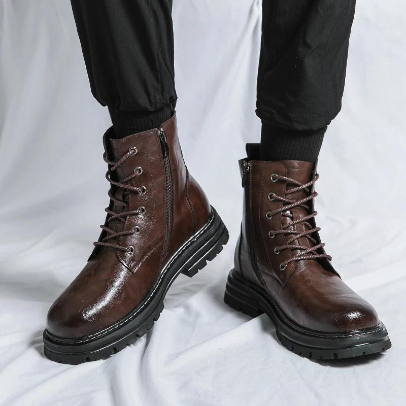 Fashion Fashion Trend Boots Fashion Thick Soled Motorcycle Boots Designer Winter Boot Formal Dress Shoes For Men Leather Ankle Boots