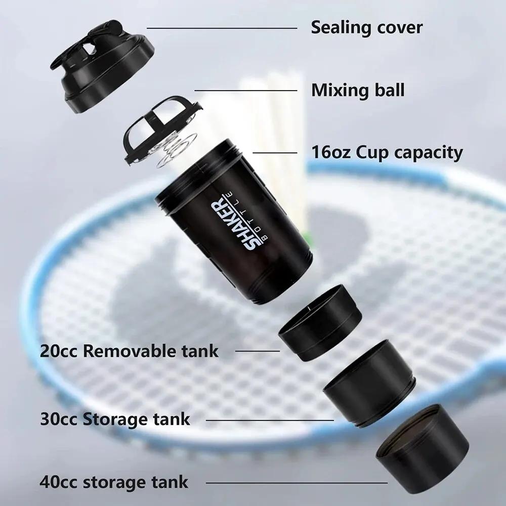 3-слойный шейкер, бутылка для протеина, чашка для коктейля с порошком, бутылка для воды, пластиковая чашка для смешивания, бутылка для упражнений для бодибилдинга