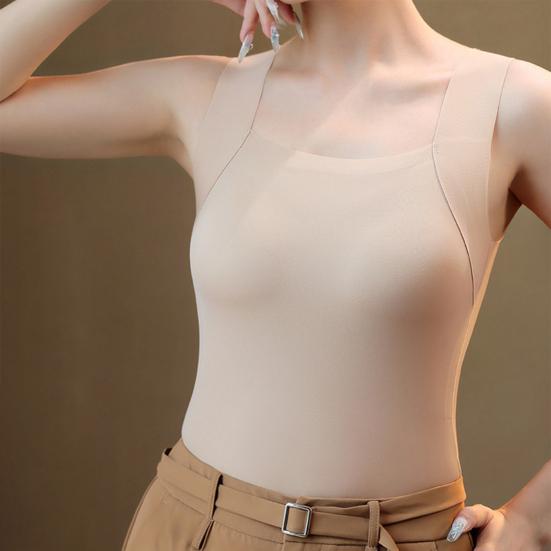 Thermal Tank Top for Women Fleece Lined Sleeveless Underwear Top with Built In Bra High Stretch Camisole Undershirt Soft Warm Base Layer