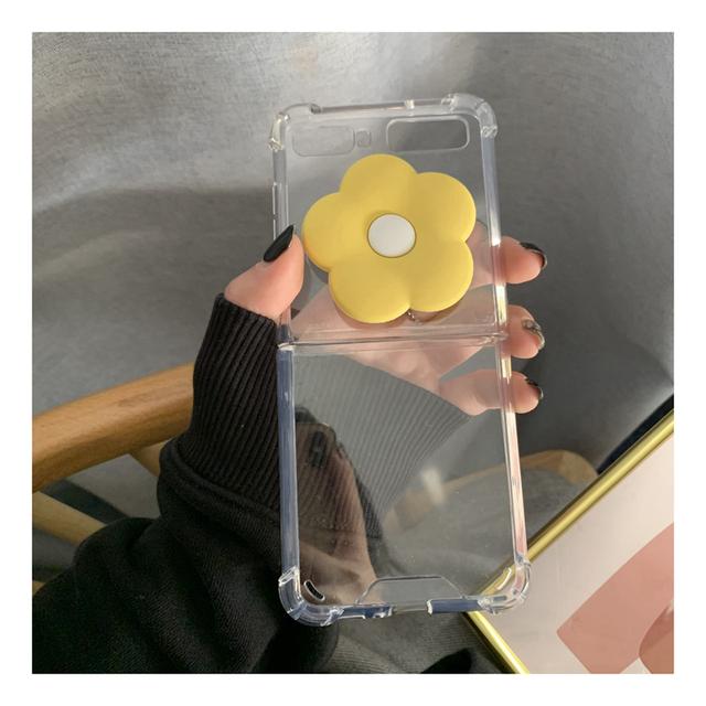 Симпатичный кожаный браслет-цепочка с бусинами, медведем и цветком, чехол для телефона для Samsung Galaxy Z Flip 4 Z Flip 3, прозрачный противоударный Z-откидной чехол Para