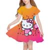 Sanrio Новое летнее платье для девочек Модное мультяшное милое Киннаморолл Хелло Китти Платье с 3D-печатью Детская одежда принцессы с коротким рукавом
