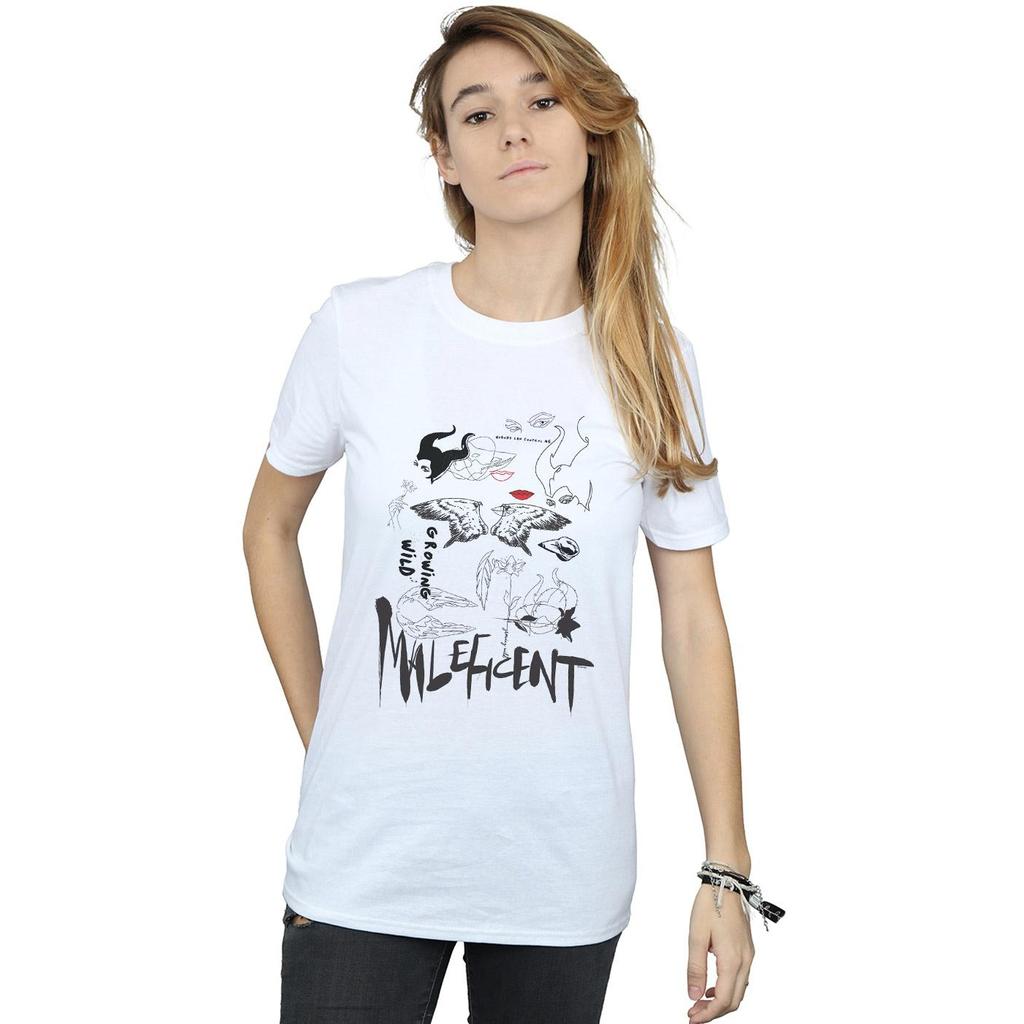 Disney Womens/Ladies Maleficent Mistress Of Evil Growing Wild Collage Cotton Boyfriend T-Shirt