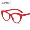  Fashion Eyeglasses Frames for Women Cat Eye Glasses Frame Red White Clear Optical Spectacles Blue Light Blocking Glasses