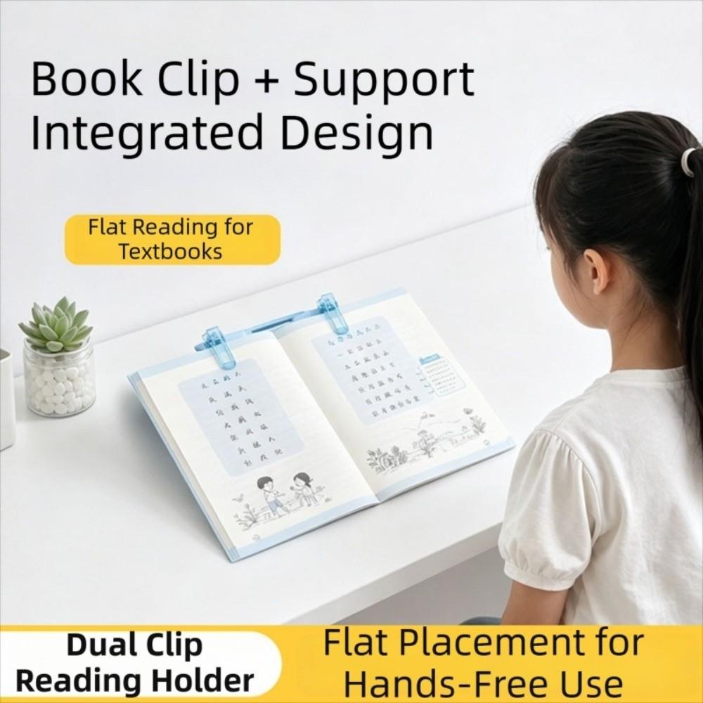 Stationery Dual-Head Clip Non-slip Adjustable Fixed Clip Book Page Holder for Hands-Free Use