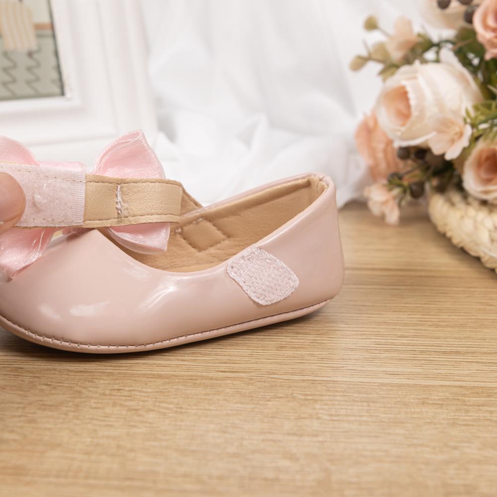 Spring & Autumn PU Soft Sole Bowknot Toddler Shoes - Breathable, Non-slip Magic Tape Princess Baby Shoes