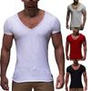 V-Neck Short Sleeve T-shirt Top Slim Muscle Casual T-shirt Men