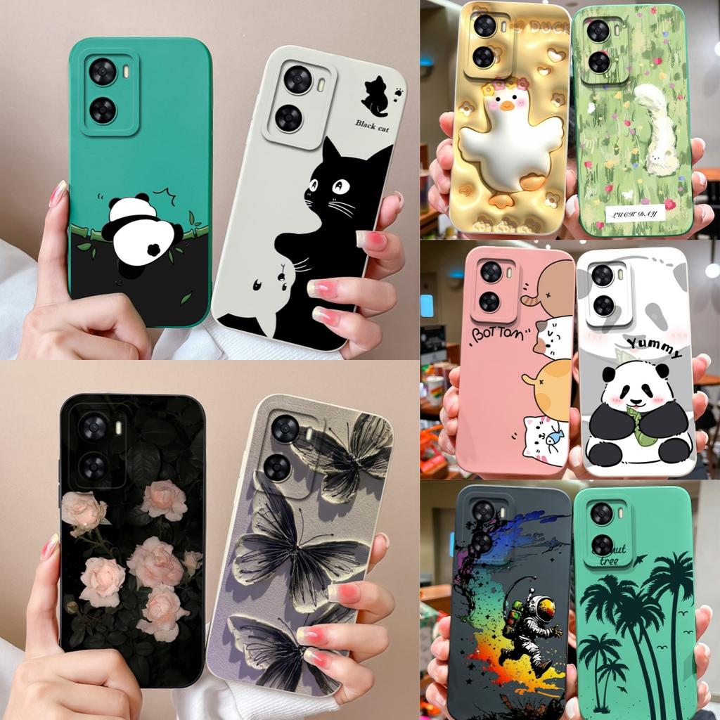 For Oppo A57 A57S A57E Case Cute Cartoon Soft Liquid Silicone Back Cover For Oppo A 57 4G 5G Full Protection Shockproof Bumper