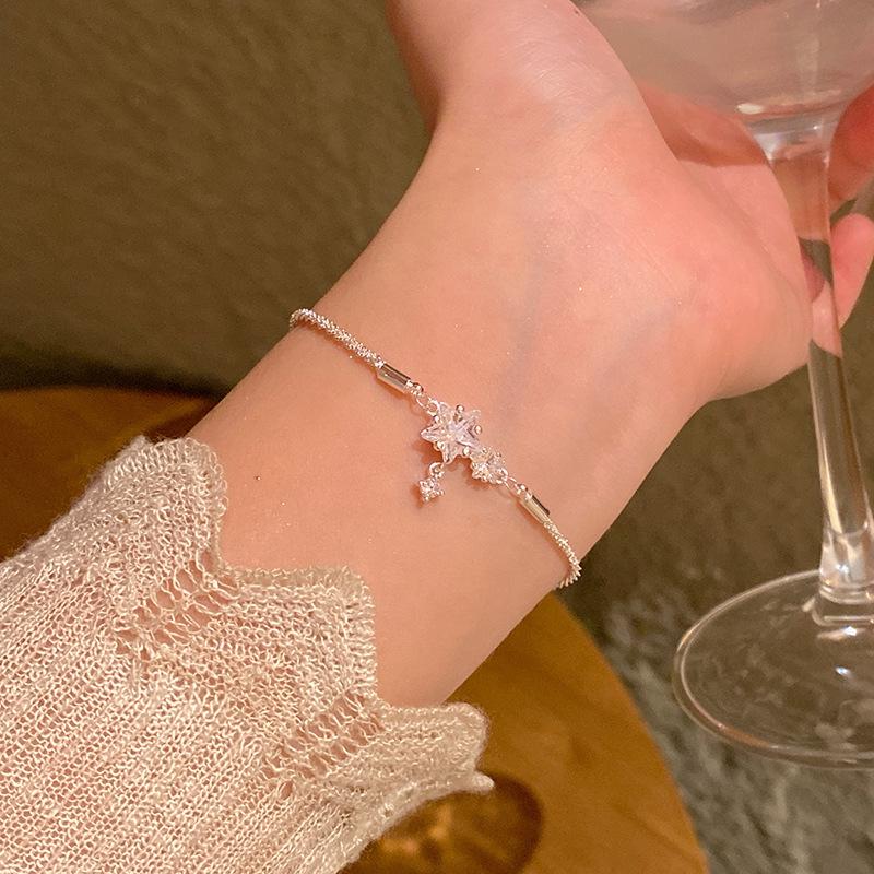 Light Luxury Niche High-end Pearl Bracelet Women's Korean Style Fashion Elegant Flash Zircon Love Bracelet Crystal Bracelet