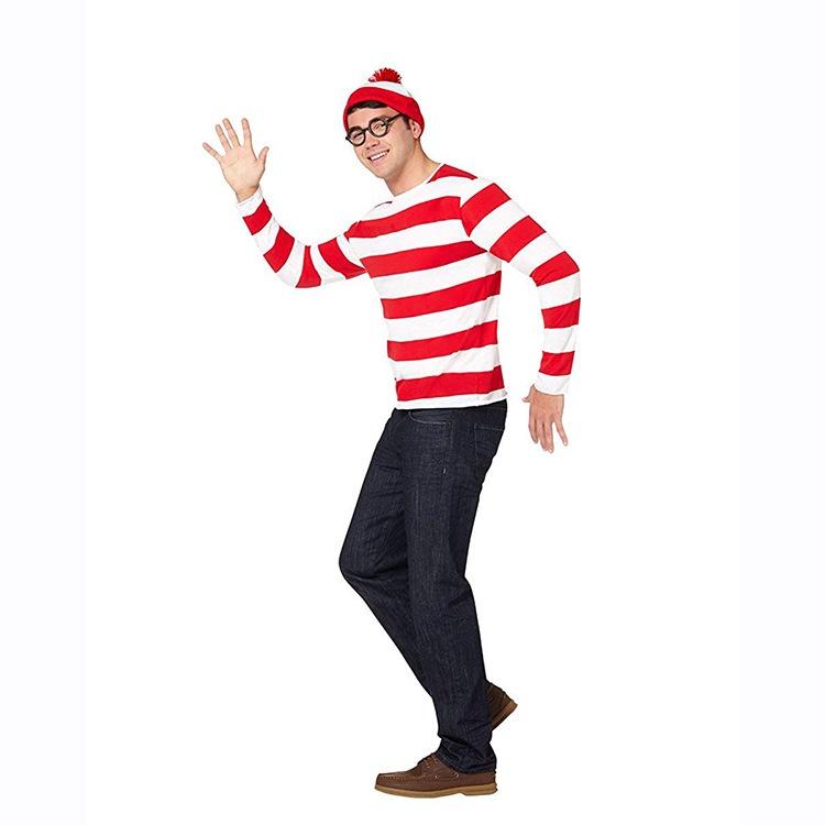 Where's Wally Halloween Costume Fun And Smart Uk Anime Cos Dress-up Outfit