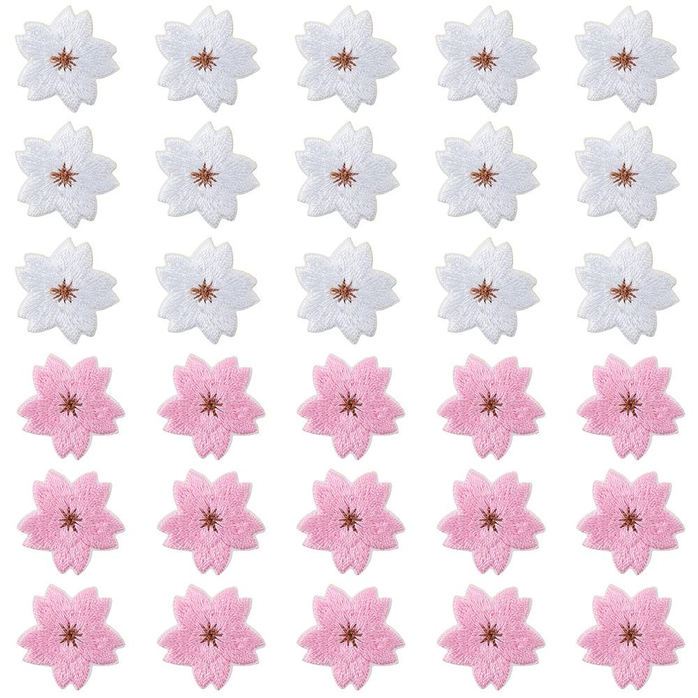 30pcs 2.5*2.3cm Colorful  Sakura Embroidered Patches  Hats