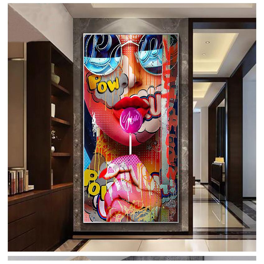 Плакаты и принты, Настенный декор для гостиной, холст, картина, настенная художественная картина, домашний декор, граффити, женский портрет, картина маслом