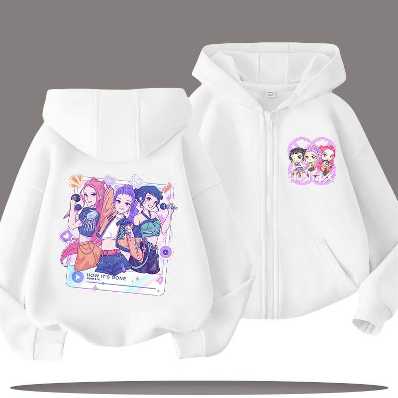 KPop Demon Hunters Zipper Hoodies for Boys and Girls, Children's Fashion Sweatshirts