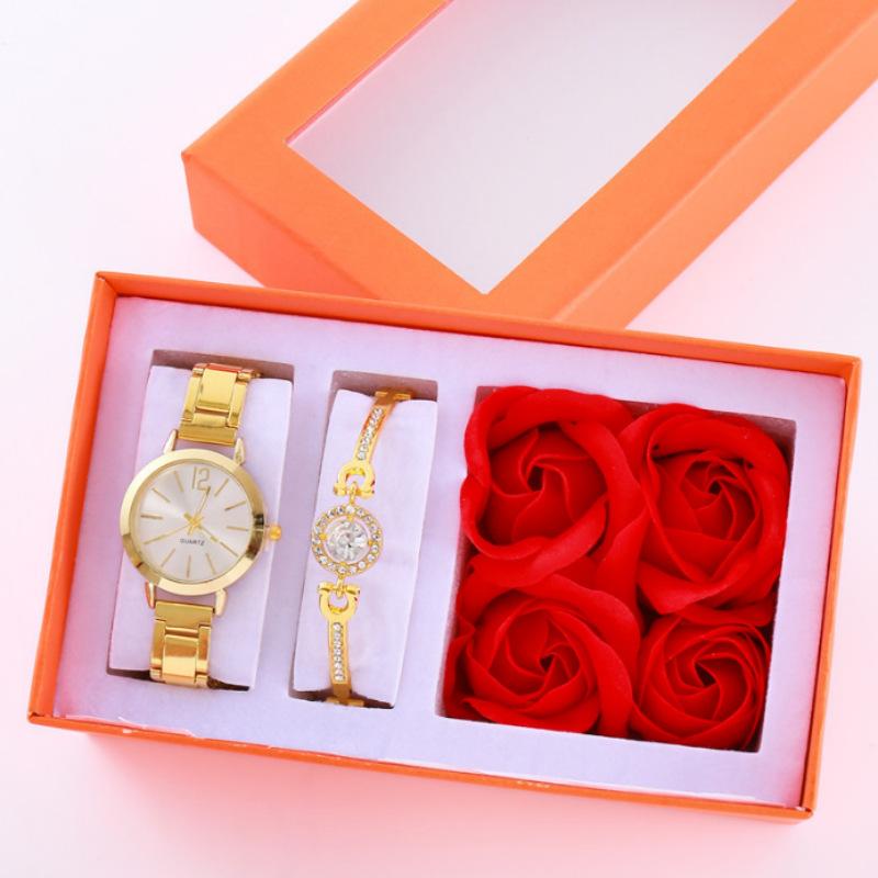 5Pcsset Gift Set Fashion Ladies Watch Women'S Watch Bracelet Watch Quartz Watch