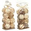 Decorative Objects - Gift Decor - Set of 12 Balls - White and Brown - 28 X 38 X 22 Cm - Mixed