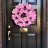 Halloween Home Decor Indoor Outdoor Halloween Wreath Spooky Halloween Wreath with Pink Gauze Spiders Decorative Front
