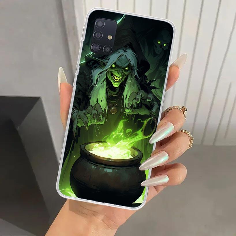Хэллоуин Лунная Ведьма Ужас Чехол для Телефона для Samsung Galaxy A52 A32 A22 A12 A02S A50S A30S A10S Note 20 Ultra 10 Plus S10 A31 A20
