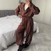 Womens Casual Cotton Blend Hoodie Set Long Sleeve Streetwear Two Piece Outfit Coffee Gray