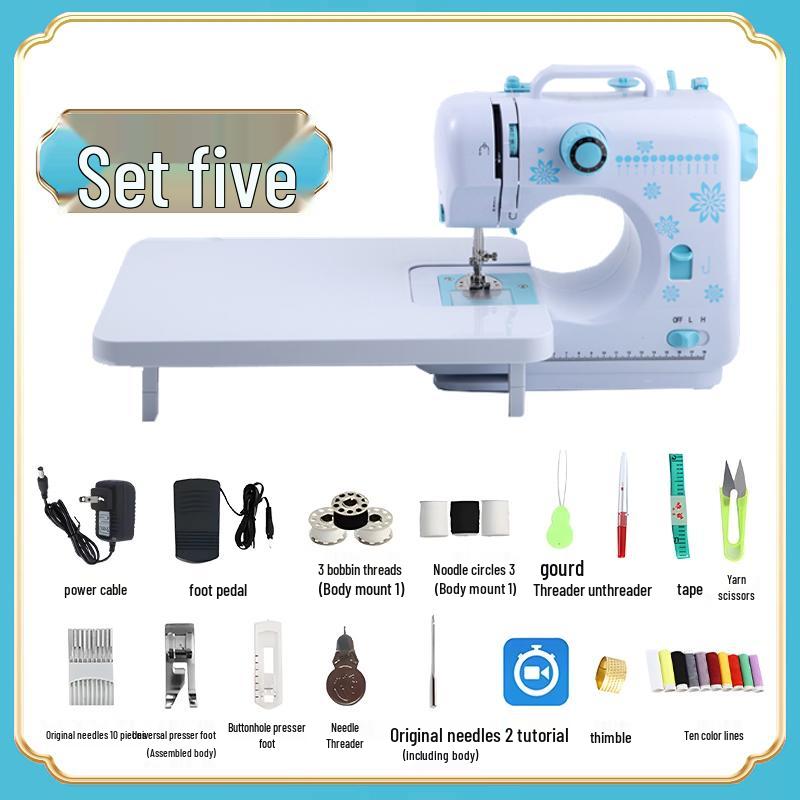 Компактная многофункциональная швейная машина: Электрический оверлок с ножной педалью для плотных тканей и одежды