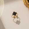 Счастливая подвеска для девочки Клевер Открытое кольцо Титановая сталь 18K Золото Простое кольцо