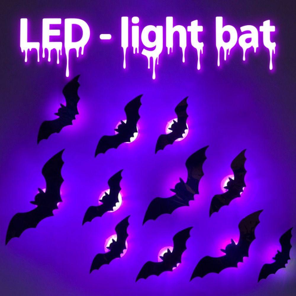 16pcs 3D Luminous LED Bat Light Stereoscopic Glowing Wall Sticker Bat Wall Sticker Home Decoration