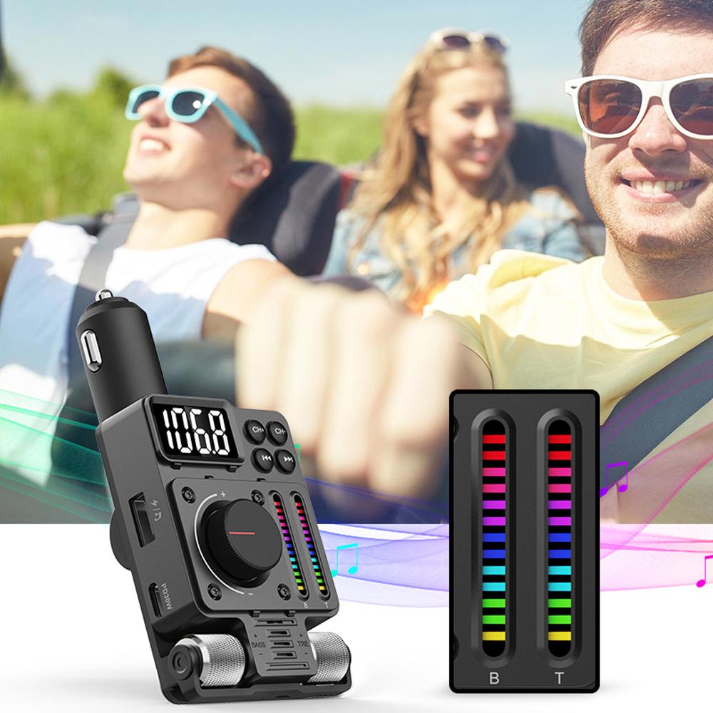 Автомобильный BT MP3-плеер FM-передатчик PD30W + USB-адаптер быстрой зарядки с 1,2-дюймовым светодиодным дисплеем