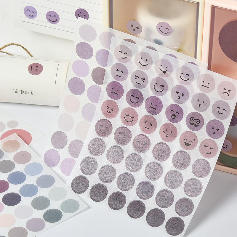 Gift Korean Version of Ins Polka Dot Smiley Face and Paper Sticker DIY Diary Account Decoration Material Label Sealing Sticker