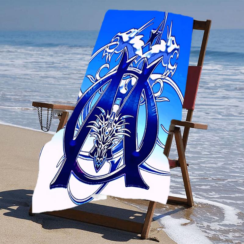 Beach Towel with Marseille Pattern - soft,absorbent,machine washable Lightweight&Modern,swimming,Travel Essentials