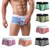 Men's  Sexy Striped Breathable Cotton Side Opening Midriff Underwear