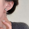 Silver needle silver gray pearl bow earrings women's versatile design sense two-wear stud earrings temperament ear jewelry