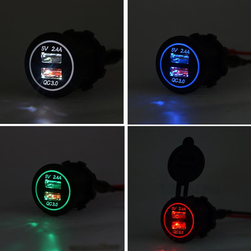 LMoDri Новый Мотоцикл RV Супер Быстрая Зарядка QC 3,0 Dual USB Авто ATV Зарядное Устройство Для Телефона Водонепроницаемая Лодка Яхта Планшет GPS Quick