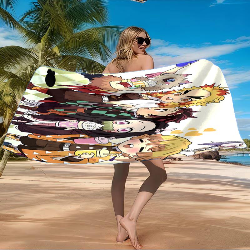 Anime Slayer Characters Beach Towel Microfiber Beach Towel, Lightweight and Quick-Dry, for Summer Travel, Swimming Pool Fan Birthday Gift