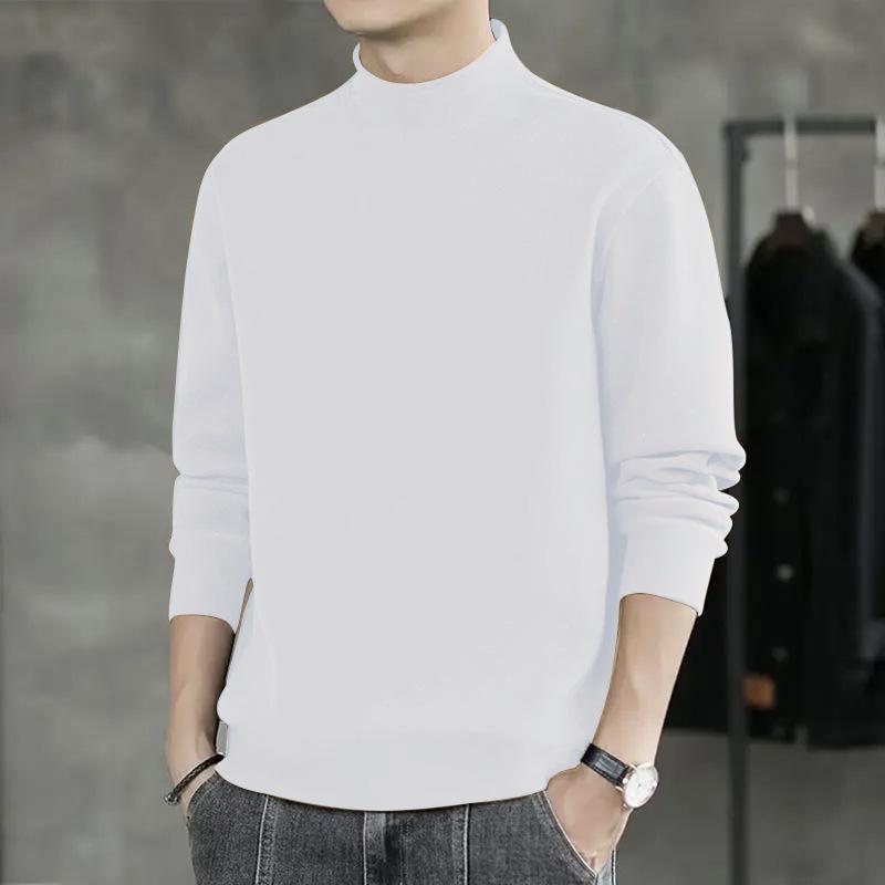 Мужская двухсторонняя бархатная теплосберегающая футболка с длинным рукавом и полуворотником под горло для зимы