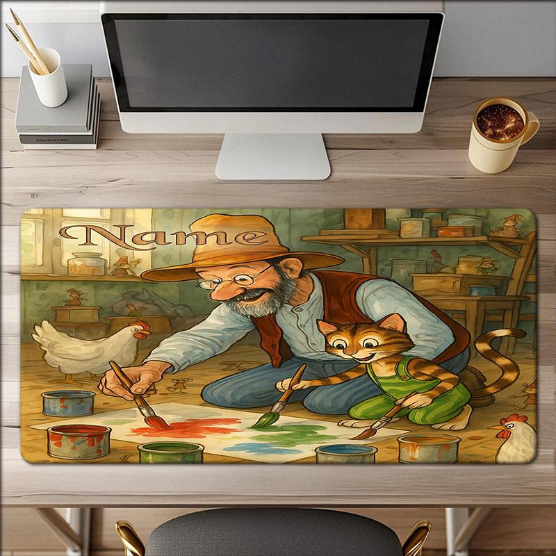 Custom Name Pettson Findus Theme Mouse Pad Non Slip Rubber Base Multifunctional Office Home Decor Perfect For Workspace Personalization