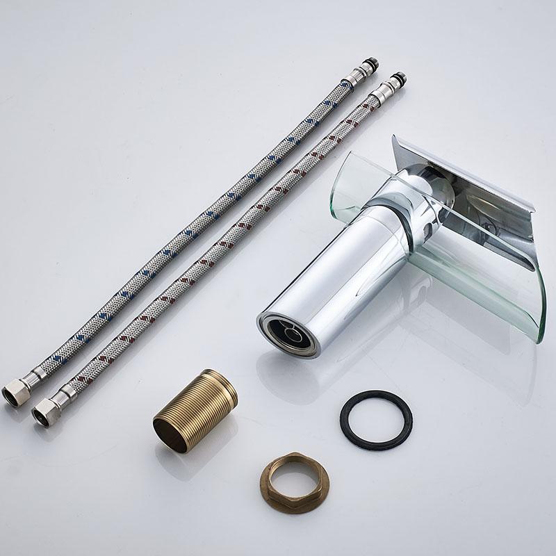 Смеситель для раковины в ванной комнате, стеклянный смеситель для раковины Torneira, смесители для горячей и холодной воды, водопадный смеситель для раковины со стеклом, короткий/высокий тип