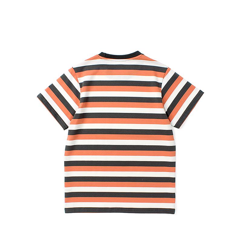 Летняя корейская полосатая футболка с коротким рукавом и рисунком для девочек