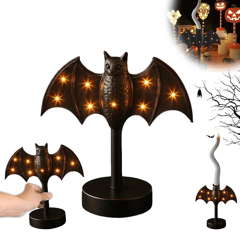 Large Twinkle Bat Candlestick Mystery Gothic Candle Holder Led Twinkle Light Candelabra For Mantel Halloween Decor Party Home