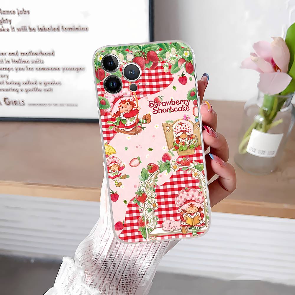 Девочка Розовый Клубничный S-Бисквитный Торт Для IPhone 17 16 15 14 13 12 11 Pro Max Plus Прозрачный Мягкий ТПУ Чехол для Телефона