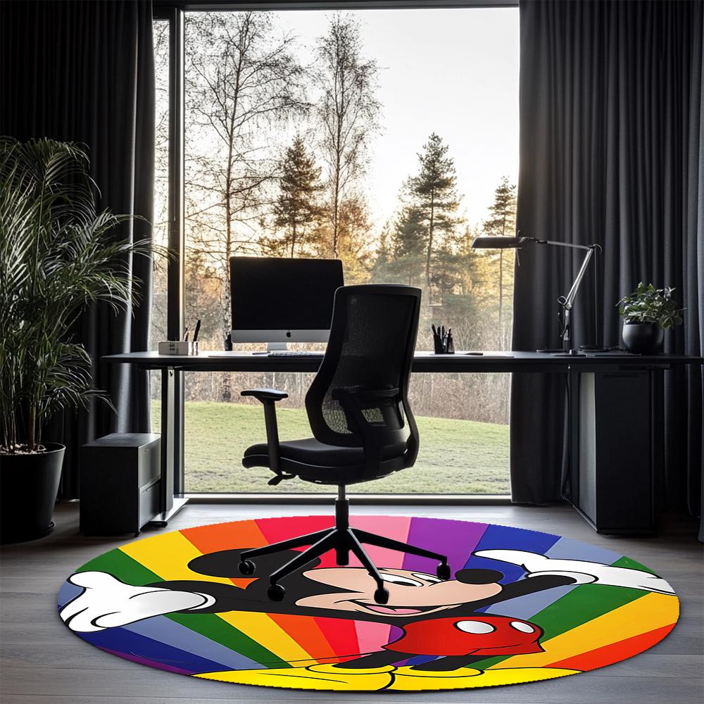 Mickey Printed Round Rug Carpet Chair Rug Area Rug Entryway Doormats,for Office Chair Living Room Bedroom Kitchen Room.
