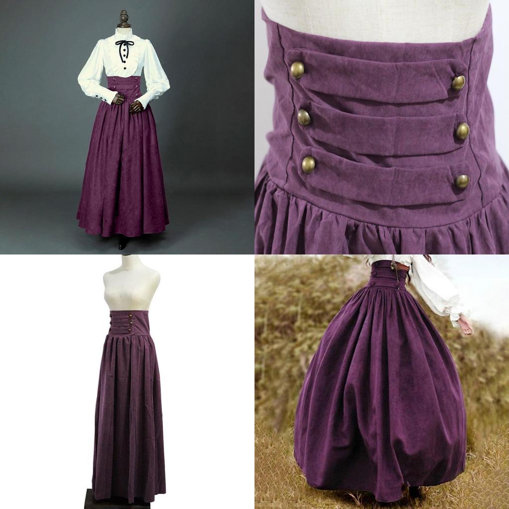 Medieval Elegant High Waist Skirt For Women Vintage Gothic Swing Design