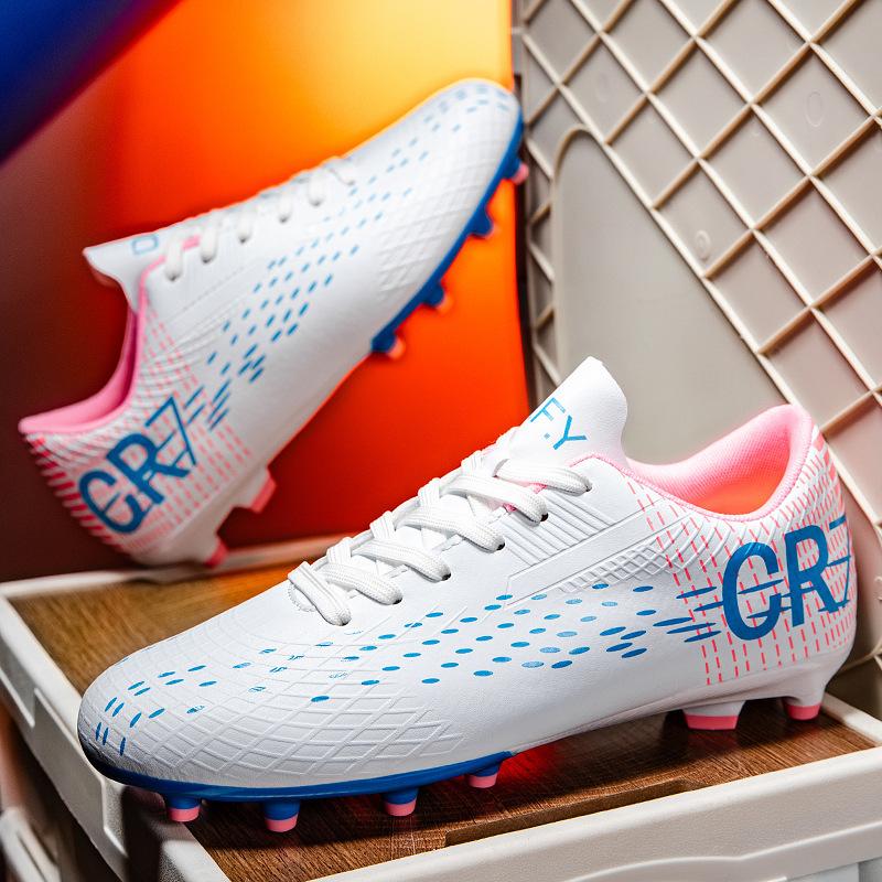 CR7 низкие футбольные бутсы TF сломанные ногти искусственный газон AG шипы кожаные ноги мальчики и девочки студенты тренировочная обувь