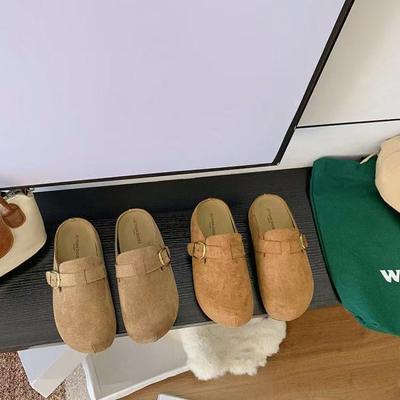 Осень новая толстоподошвенная женская педаль ленивая сумка голова половина тапочки с задником внутренняя высота увеличение верхняя одежда ретро тапочки