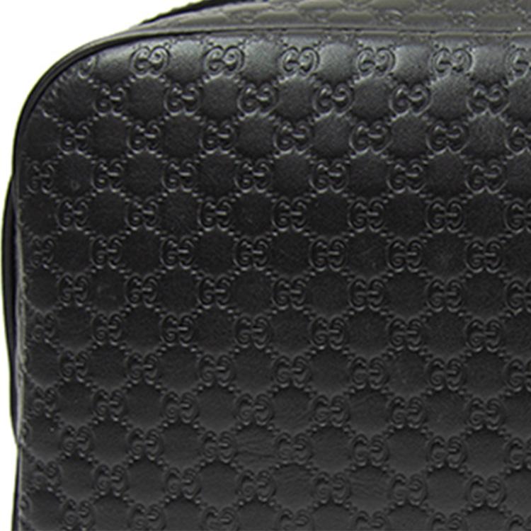 Gucci Monogram Logo Embossed Leather Camera Bag Women Shoulder Bag Black 449413-BMJ1G-1000